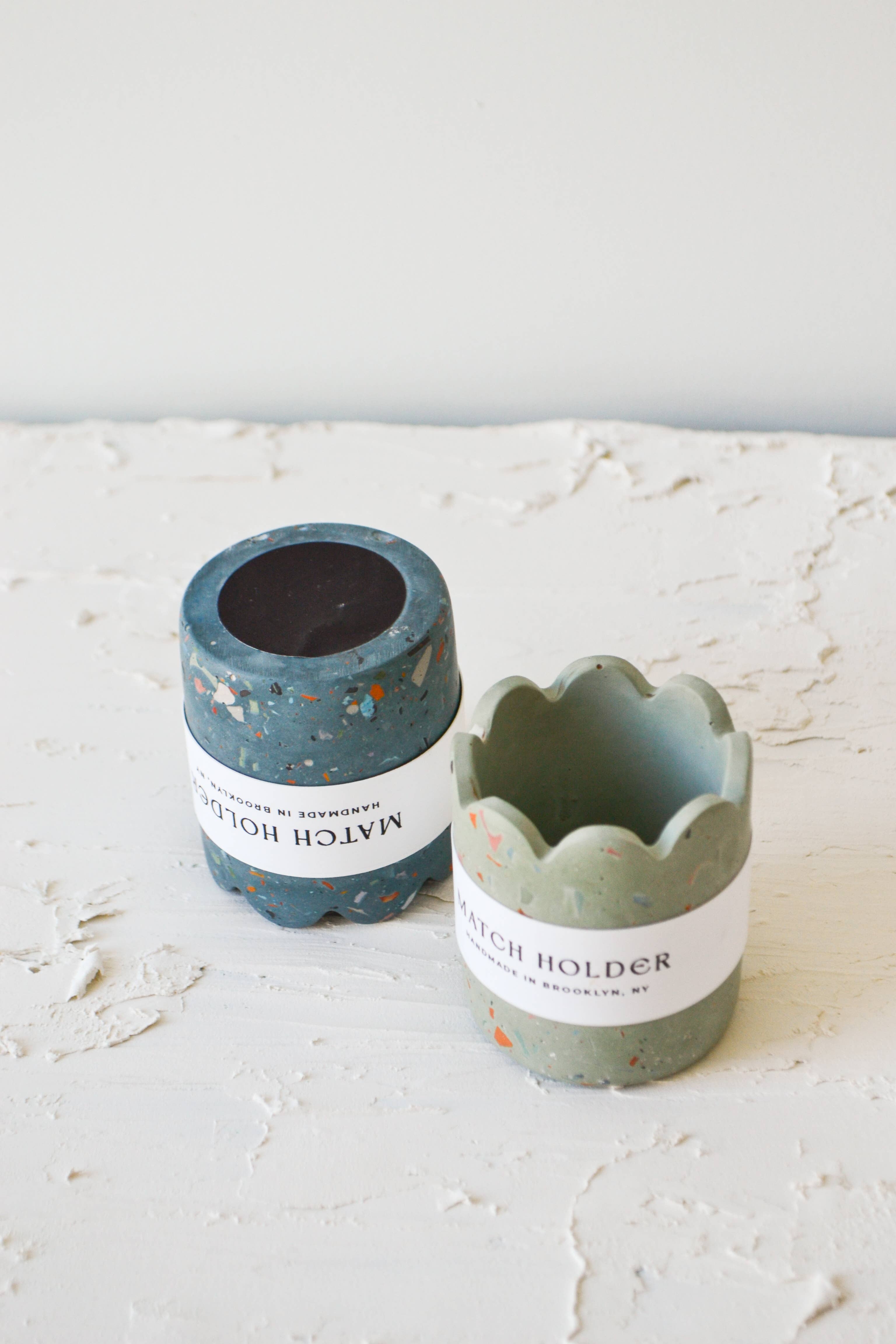 LindaMakess – wholesale Tändstickshållare – Nollavfall Terrazzo Skålad Tändsticksbehållare med Tändstål3
