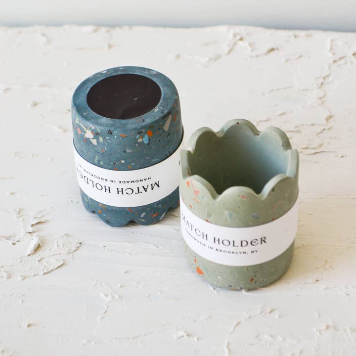 LindaMakess - Wholesale Match Holder - Zero Waste Terrazzo Scallop Match Pot with Match Striker3