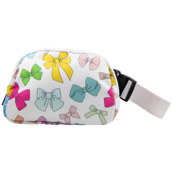 White Multicolored Bows Coquette Wholesale Belt Bag for wholesale on Faire