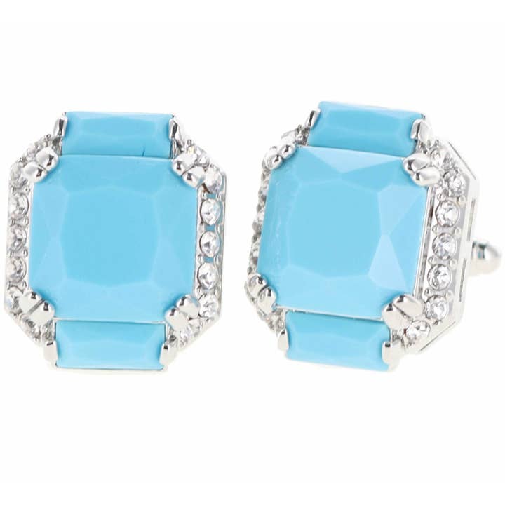 Dubal Brothers - Wholesale Cufflinks - Vittorio Vico Rectangular Colored Diamond Flanked Crystal Cufflinks (CL 74XX) by Classy Cufflinks21