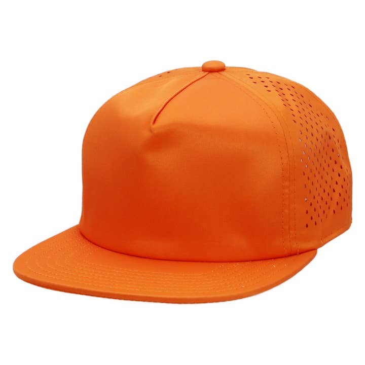 Cap Zone - Wholesale Flat Brim Cap - Unisex - Five Panel Unstructured Polyester Perforated Snapback15