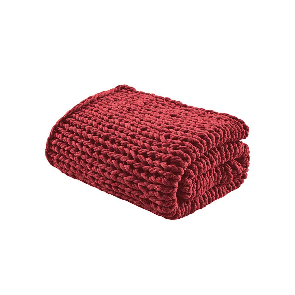 Olliix - Wholesale Throw Blanket - Handmade Chunky Double Knit Throw, Red4