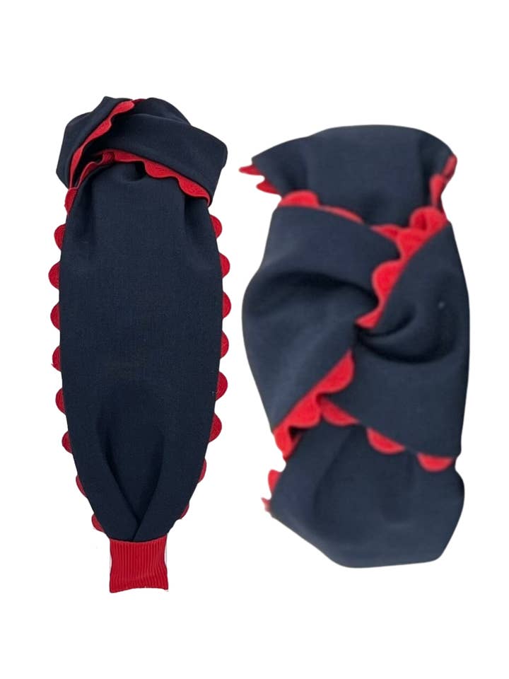 Red Scallop on Navy for wholesale by Pretty Happies