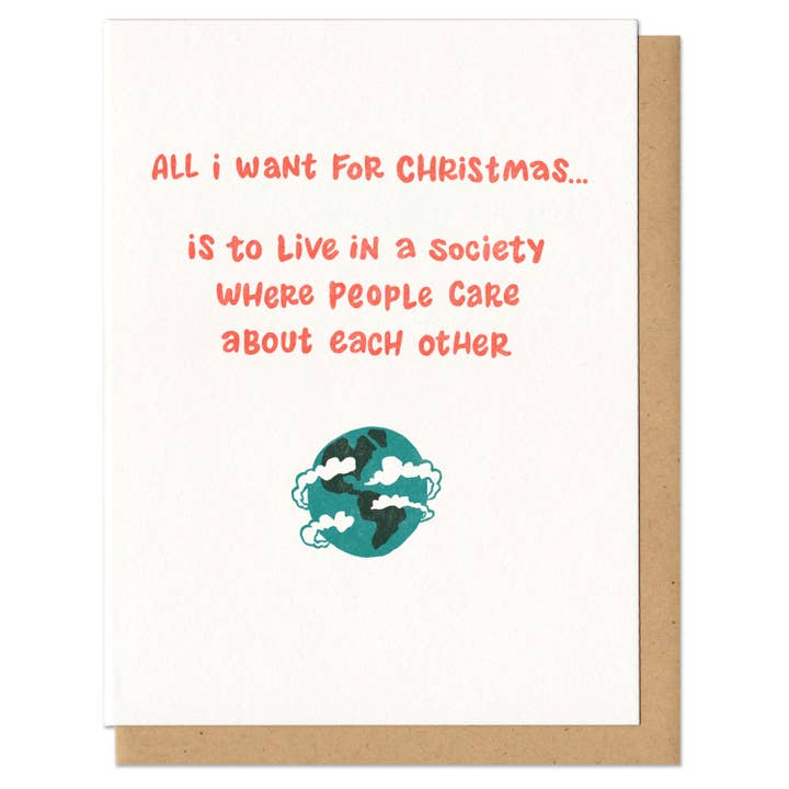 All I Want For Christmas Greeting Card (Sale!) for wholesale by Frog & Toad Press