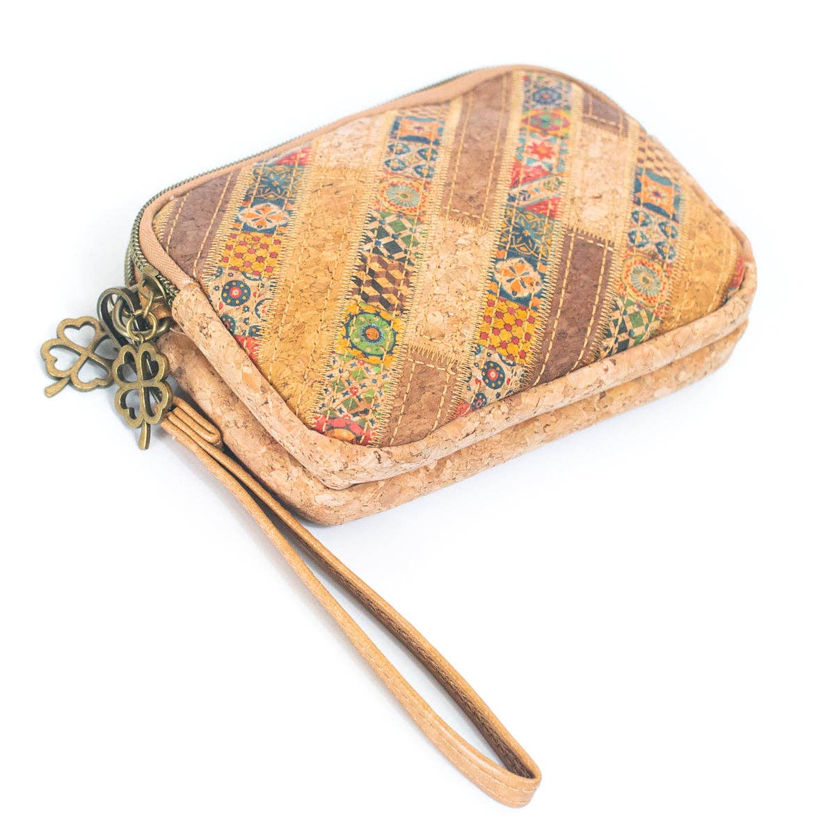 Meninas Bonitas Cork - Wholesale Clutch Bag - Women's - Natural Cork Patchwork Embellished Clutch for Women BAGF-05910