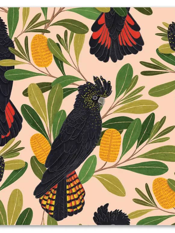 Folded Wrapping Paper - Cockatoos & Banksia (Pack of 6) for wholesale by Earth Greetings