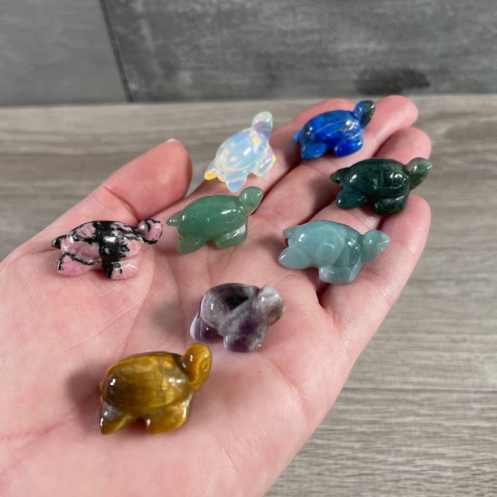 Gemstone Sea Turtle Figurines – Small Assorted Crystal Statues for wholesale by Keystone Crystals