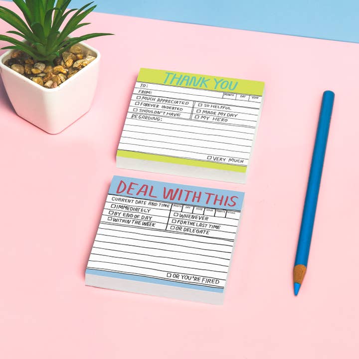 Knock Knock - Wholesale Sticky Notes - Hand-Lettered Deal With This Sticky Notes