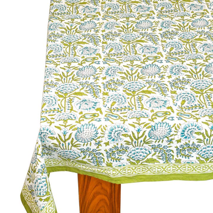 Tiramisu - Vendita all'ingrosso Tovaglie - Tovaglia in cotone con stampa a blocchi di fogliame fresco