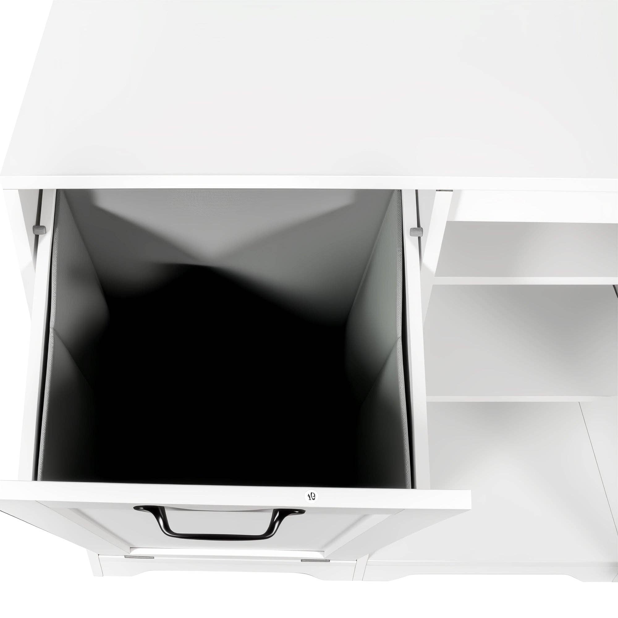 39F Inc. - Wholesale Laundry Hamper - White Laundry Cabinet with Doors, Shelf, and Tilt-Out Hamper9