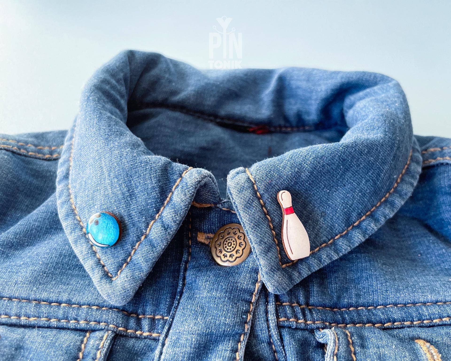 PinTonik – wholesale Lapel pin/button – Bowling Pins Ita Bag Pins: Game Day Team Jewelry Set3