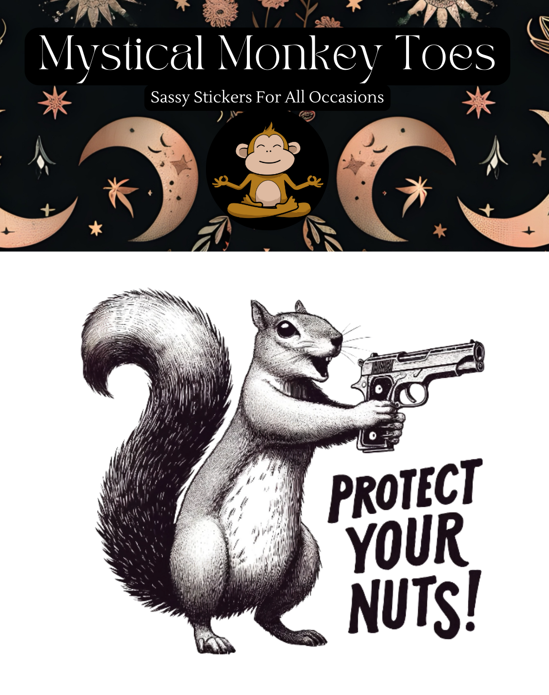 Mystical Monkey Toes - Wholesale Sticker - Funny Squirrel Vinyl Sticker1