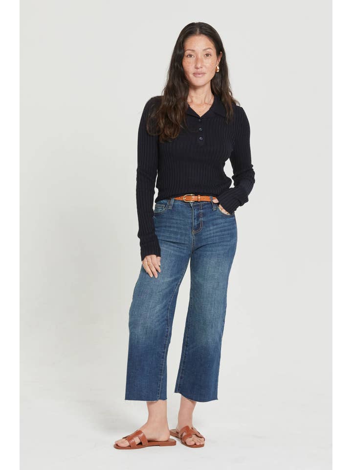 Oliver Logan - Wholesale Jeans - Women's - Aberdeen Ankle Crop High Rise Jean, Dark Aged Vintage