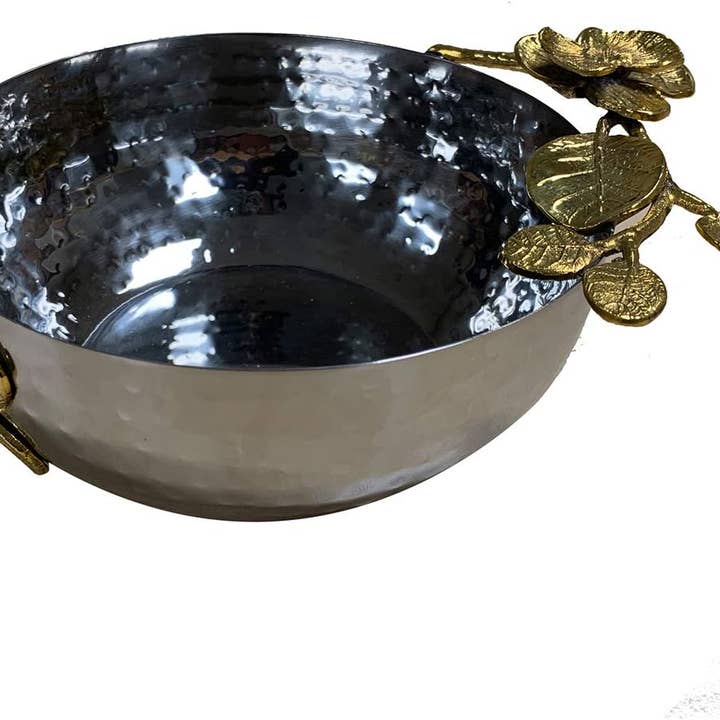 Gold Small Serving Bowl Textured Base for wholesale on Faire4