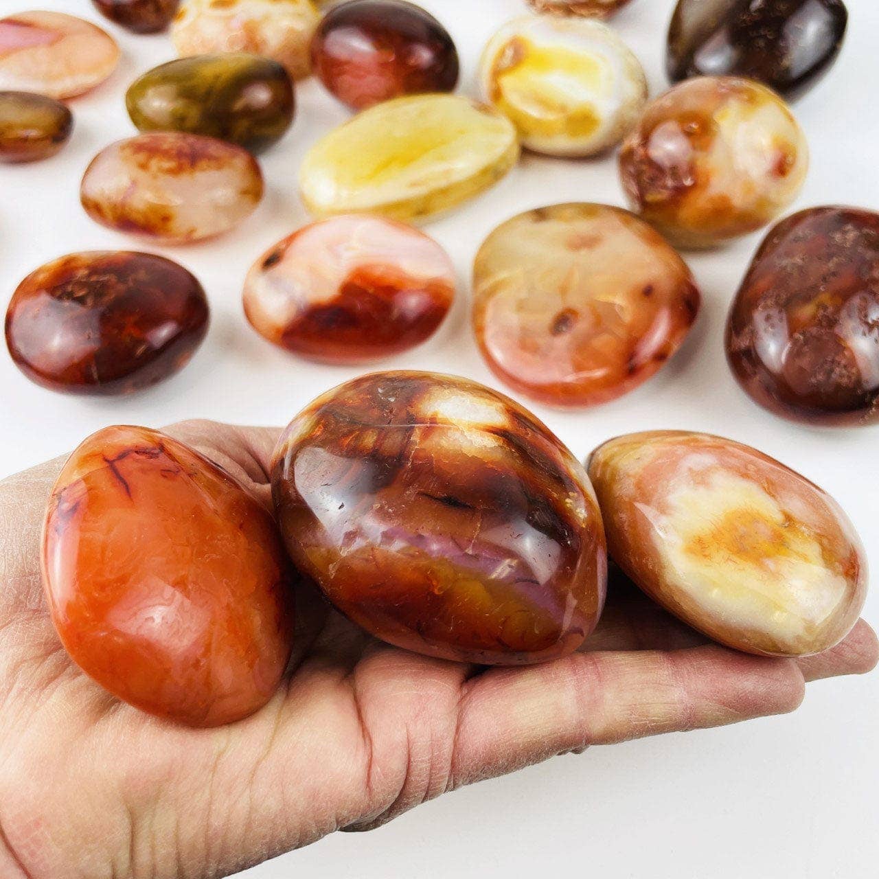 Rock Paradise - Wholesale Spiritual Stone/Crystal - Crystal Carnelian Tumbled Stone - Palm Stones0