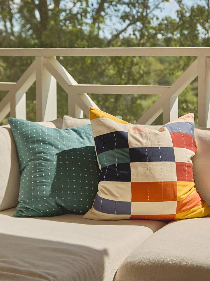 Multi-Check Throw Pillow Cover for wholesale by Anchal