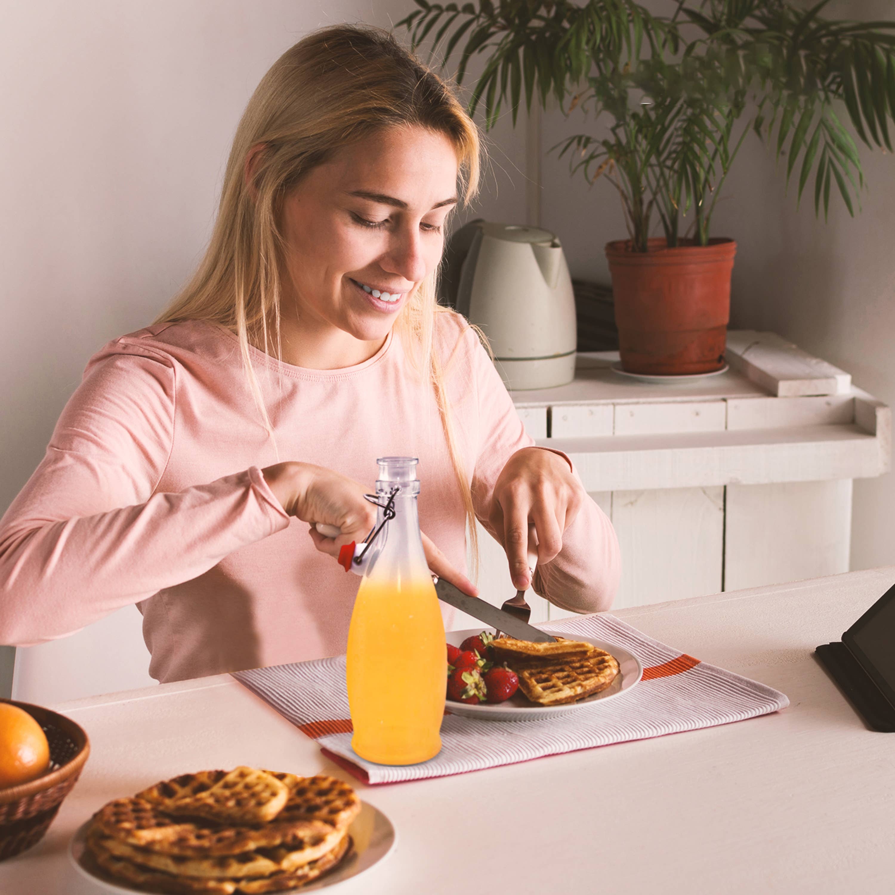 Nevlers - Wholesale Milk/Juice Bottle - Glass Swing Top Bottles - 8.5 oz. Teardrop Design (Set of 6)9