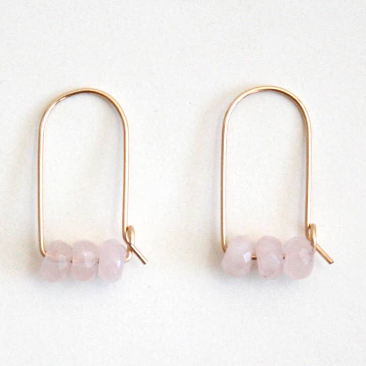 Small Mountain Hoops - Rose Quartz for wholesale by Hooks and Luxe