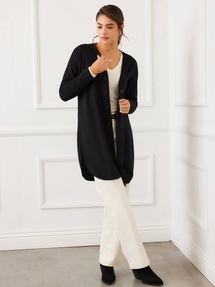 Cárdigan de cola de camisa de manga larga para venta al por mayor de Karen Kane