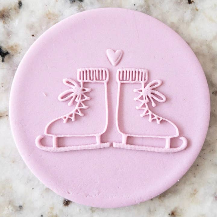 Ice Skates with Heart POPup Embosser Cookie Biscuit Stamp Ch for wholesale by Cut Bake Stamp