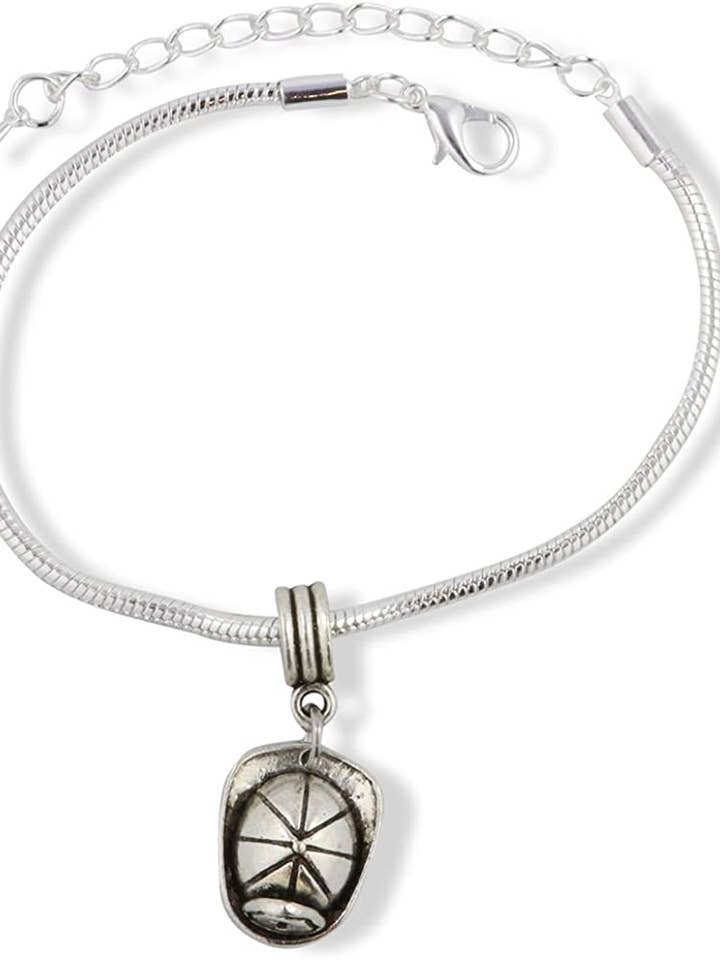 Fireman Helmet with " 1 " on the Front Snake Chain Charm Bracelet for wholesale by Dave The Bunny