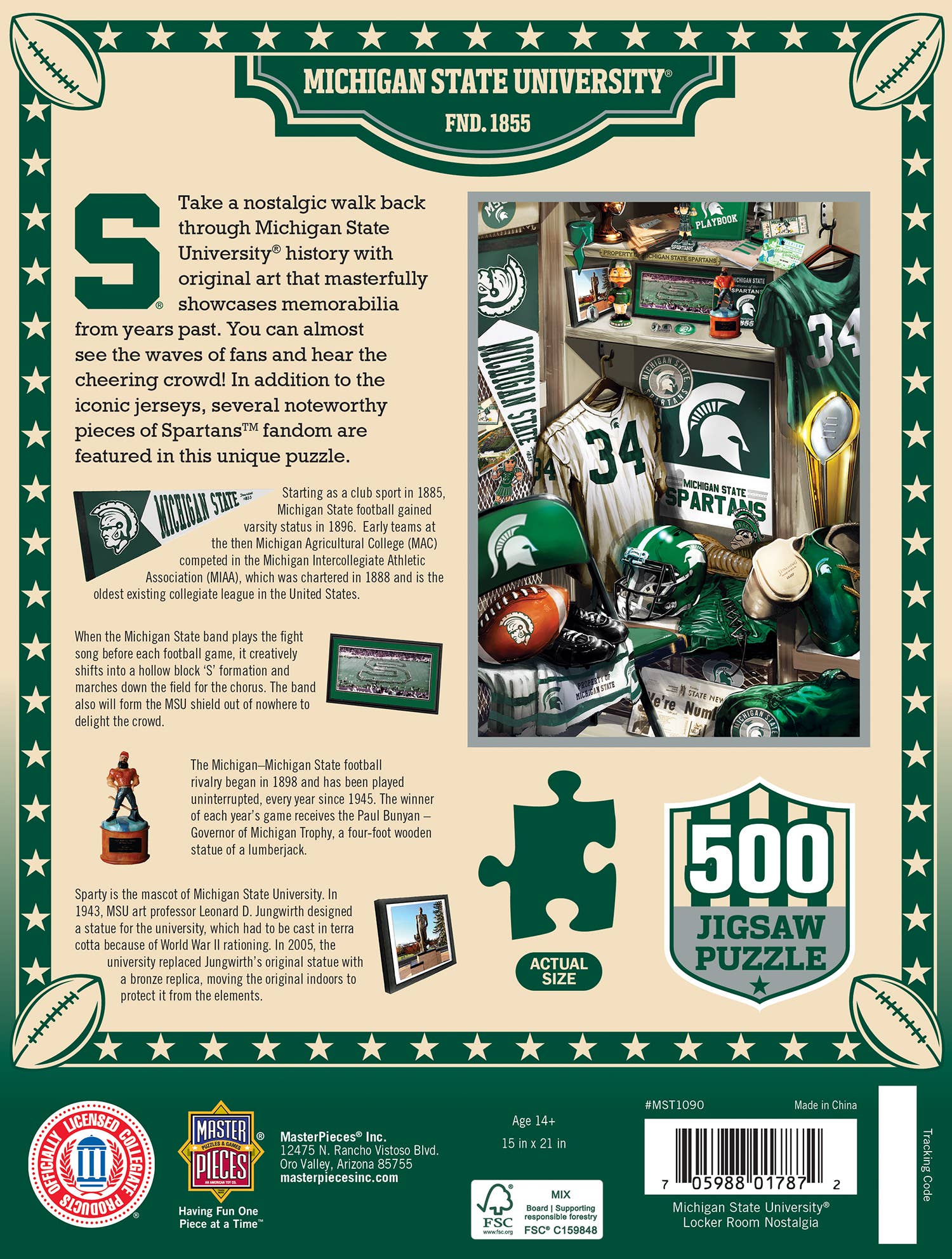 Masterpieces Puzzles - Wholesale Puzzle - Adult - Michigan State Spartans - Locker Room 500 Piece Puzzle2