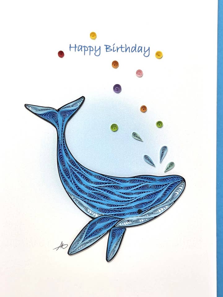 #511 Happy Birthday Blue Whale for wholesale by Iconic Quilling
