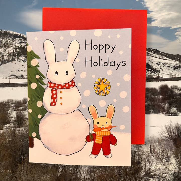 Hoppy Holidays Bunny Card for wholesale by Sunny's Little Doodles