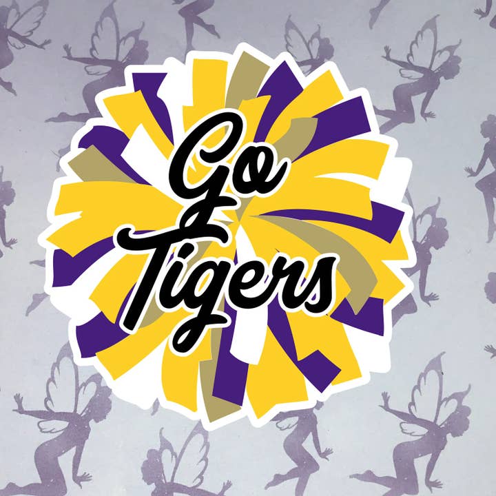 Custom Team Pom, Sports Spirit, Sticker, Waterproof Vinyl for wholesale by My Graphic Fairy Designs