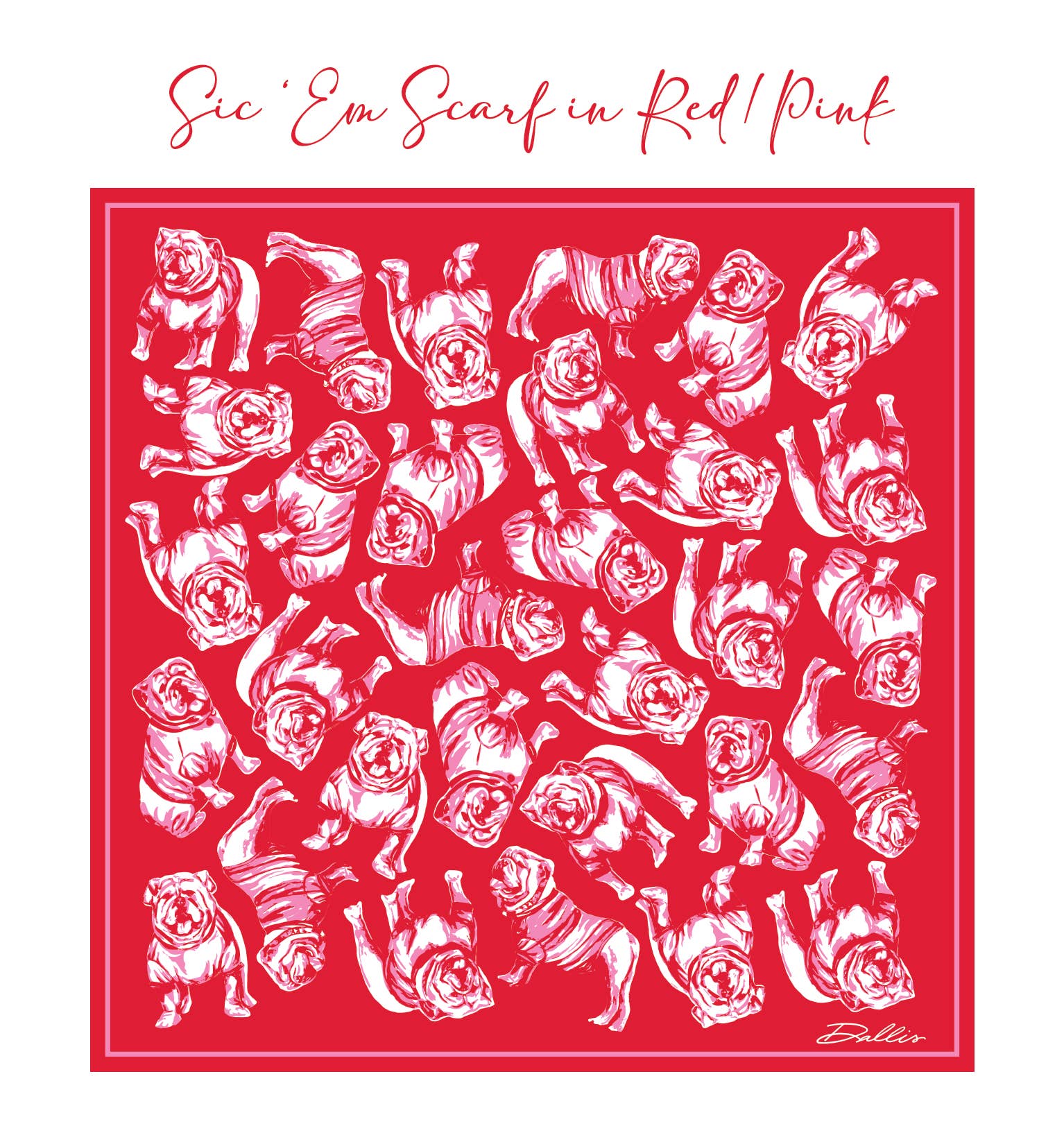 Dallis Foshee Art & Design, LLC - Wholesale Scarf - Women's - Sic 'Em Gameday Scarf | Red & Pink