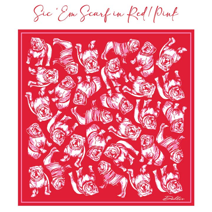 Dallis Foshee Art & Design, LLC - Wholesale Scarf - Women's - Sic 'Em Gameday Scarf | Red & Pink0