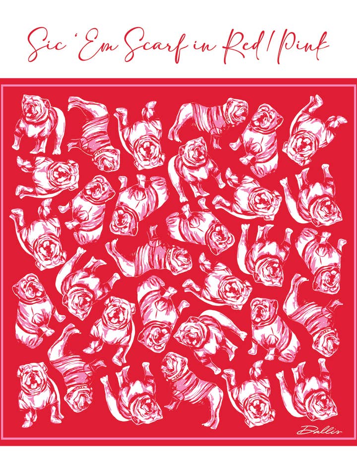 Sic 'Em Gameday Scarf | Red & Pink for wholesale by Dallis Foshee Art & Design, LLC