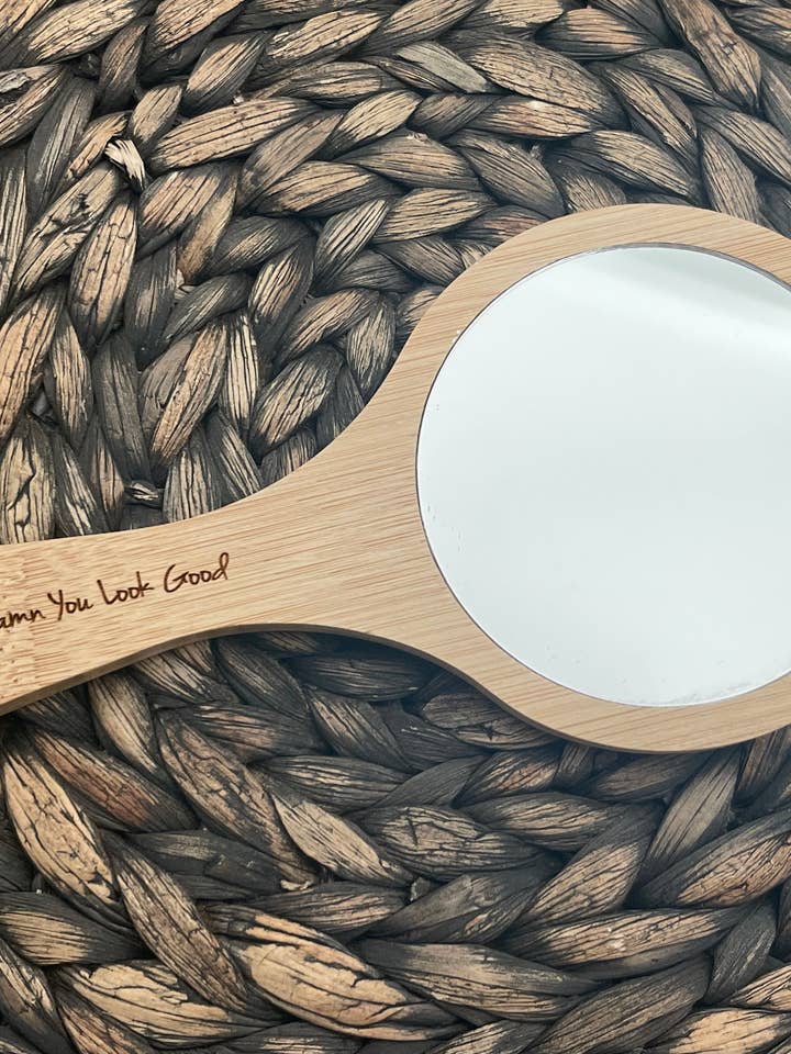 Personalized Hand Mirror,
Engraved Mirror for wholesale by Dirty Grove by Hazel Grove Customs