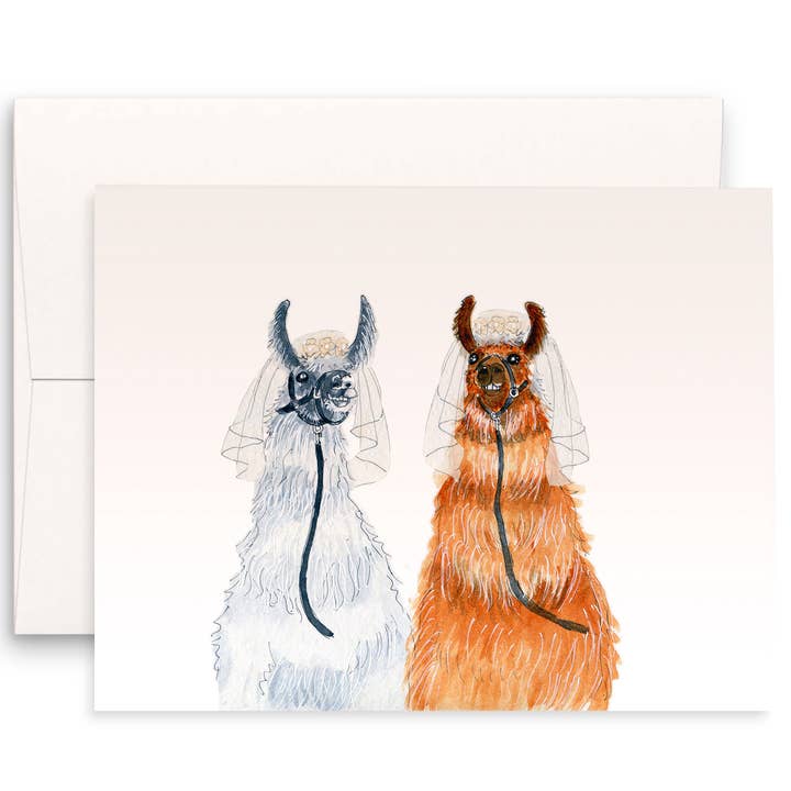 Bride And Bride Llamas Lesbian - Funny Wedding Card for wholesale by Liyana Studio
