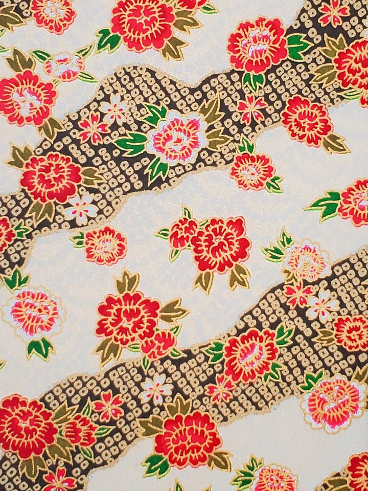 Yuzenshi: Peonie Rosse su Bianco e Nero per la vendita all'ingrosso da parte di Aitoh Company