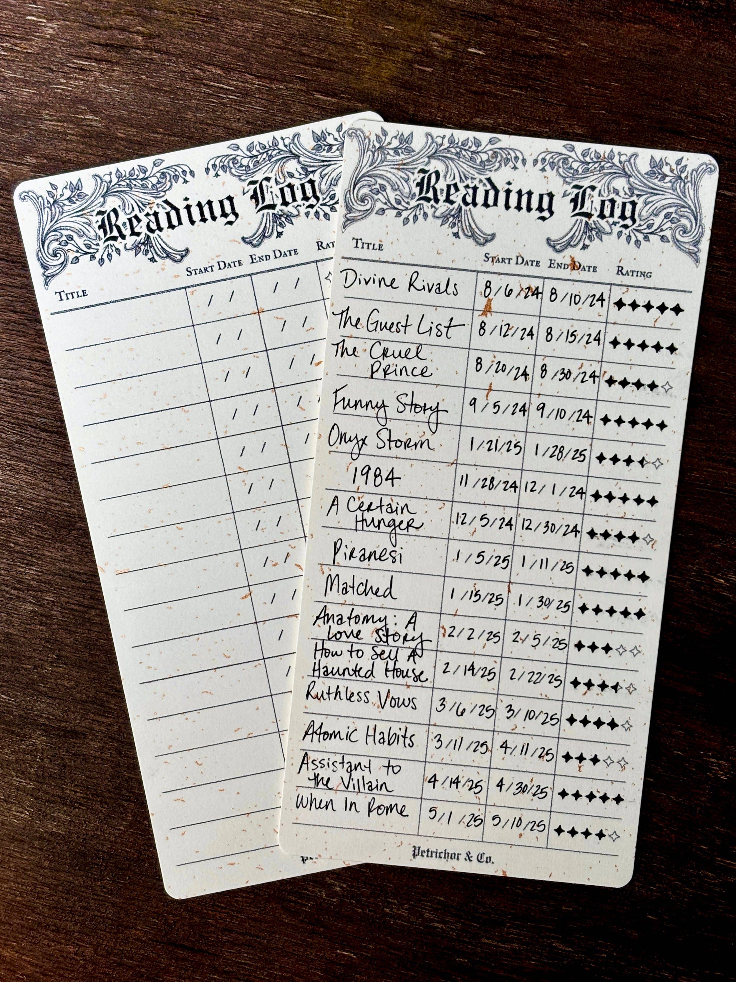 Petrichor & Co. - Wholesale Bookmark - Reading Log Bookmark – Book Tracker Stationery4