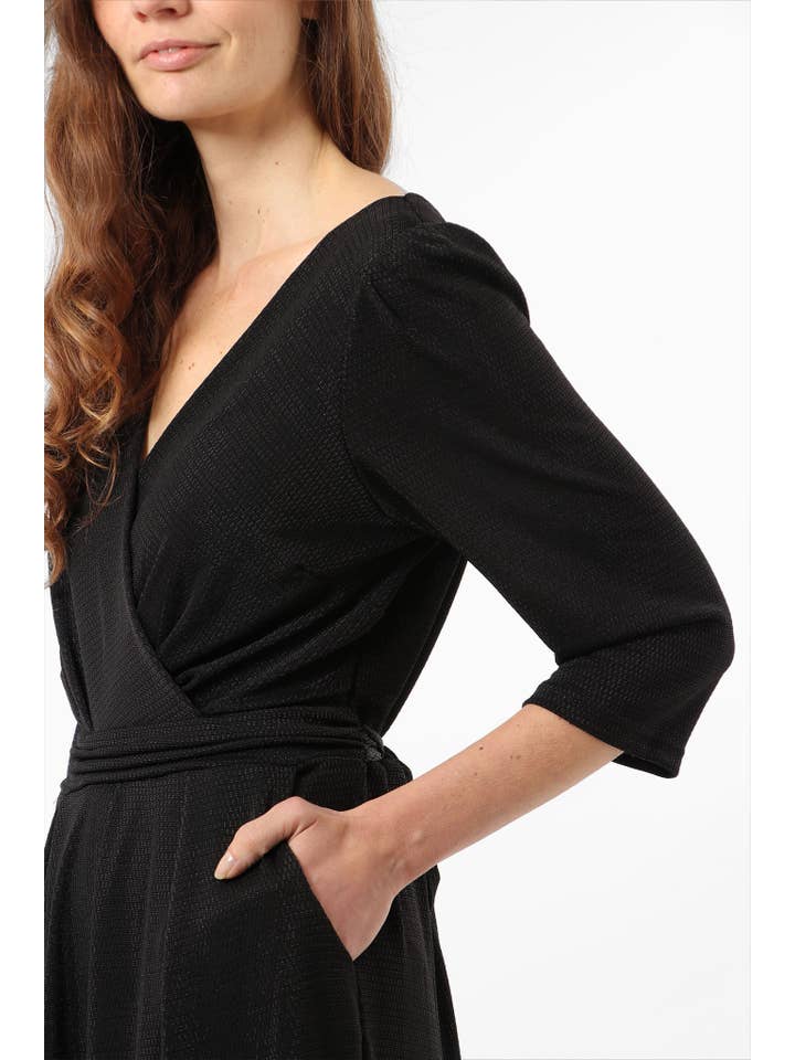 Sarta - Wholesale Jumpsuit - Dames - Wijde Pijpen Cropped Jumpsuit - Zwart, Glitter2