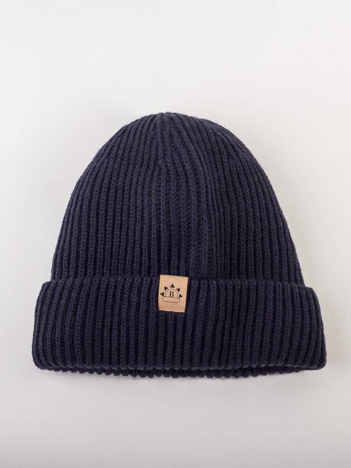 Navy Satin Lined Beanie for wholesale by Black Sunrise