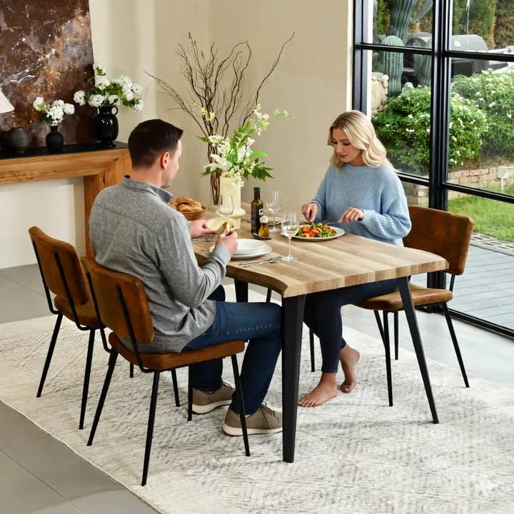 Stylish 63” Wave-Edge Dining Table for wholesale by HOMYCASA DESIGN INC