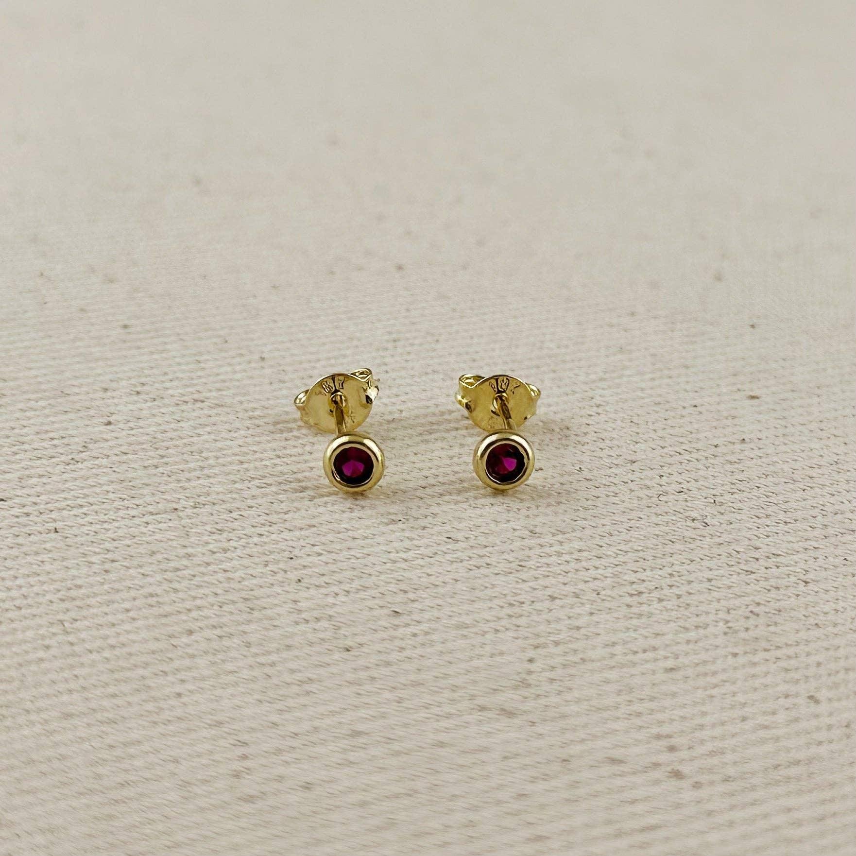 GoldFi - Wholesale Stud/Post Earrings - 18K Gold Filled Dainty Bezel CZ Birthstone Stud Earrings16