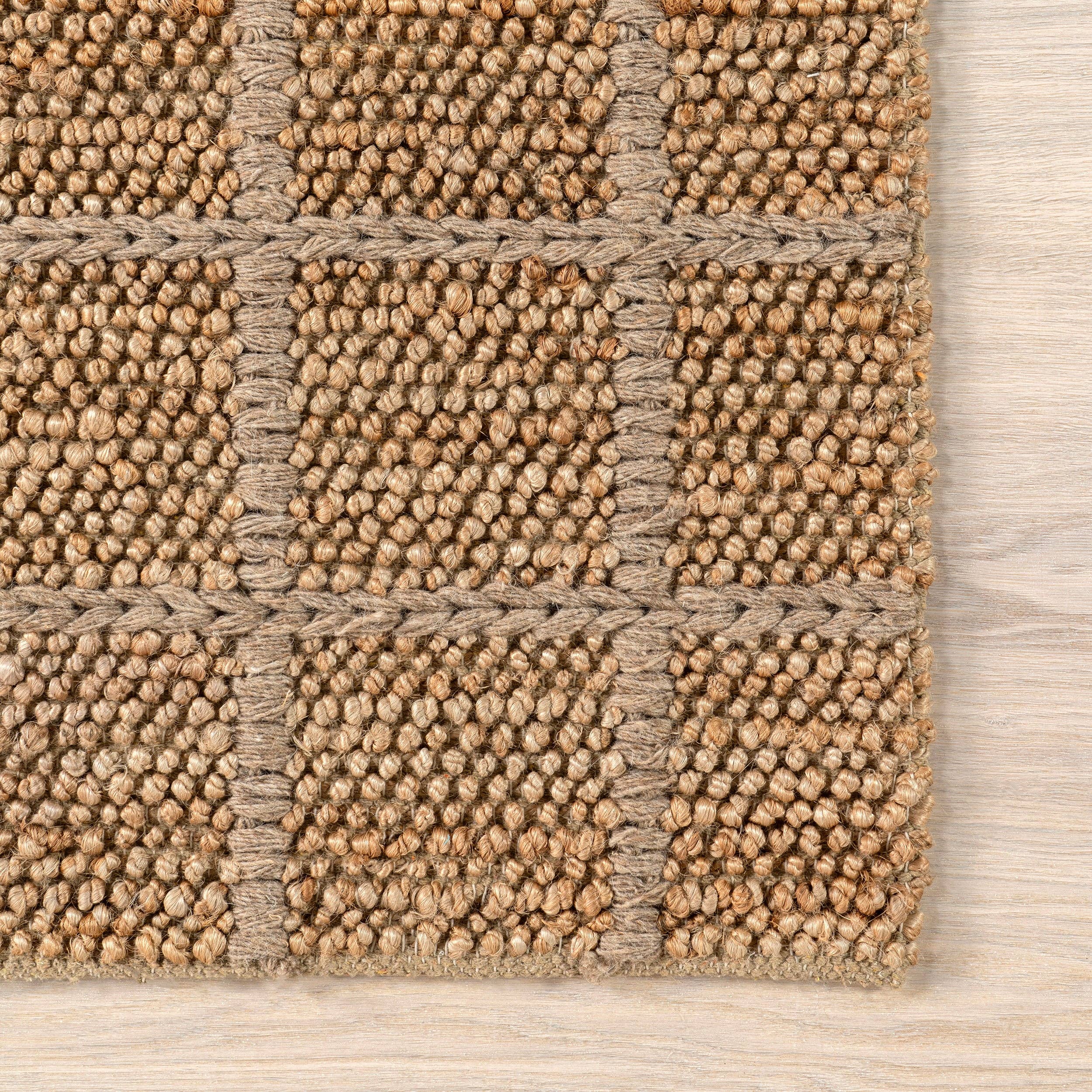 Natural Penni Checked Jute and Wool Area Rug for wholesale on Faire4
