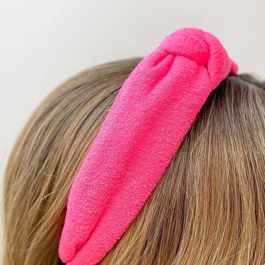 Prep Obsessed Wholesale – wholesale Pannband - Dam – Neon Terry Knutna Pannband - Rosa