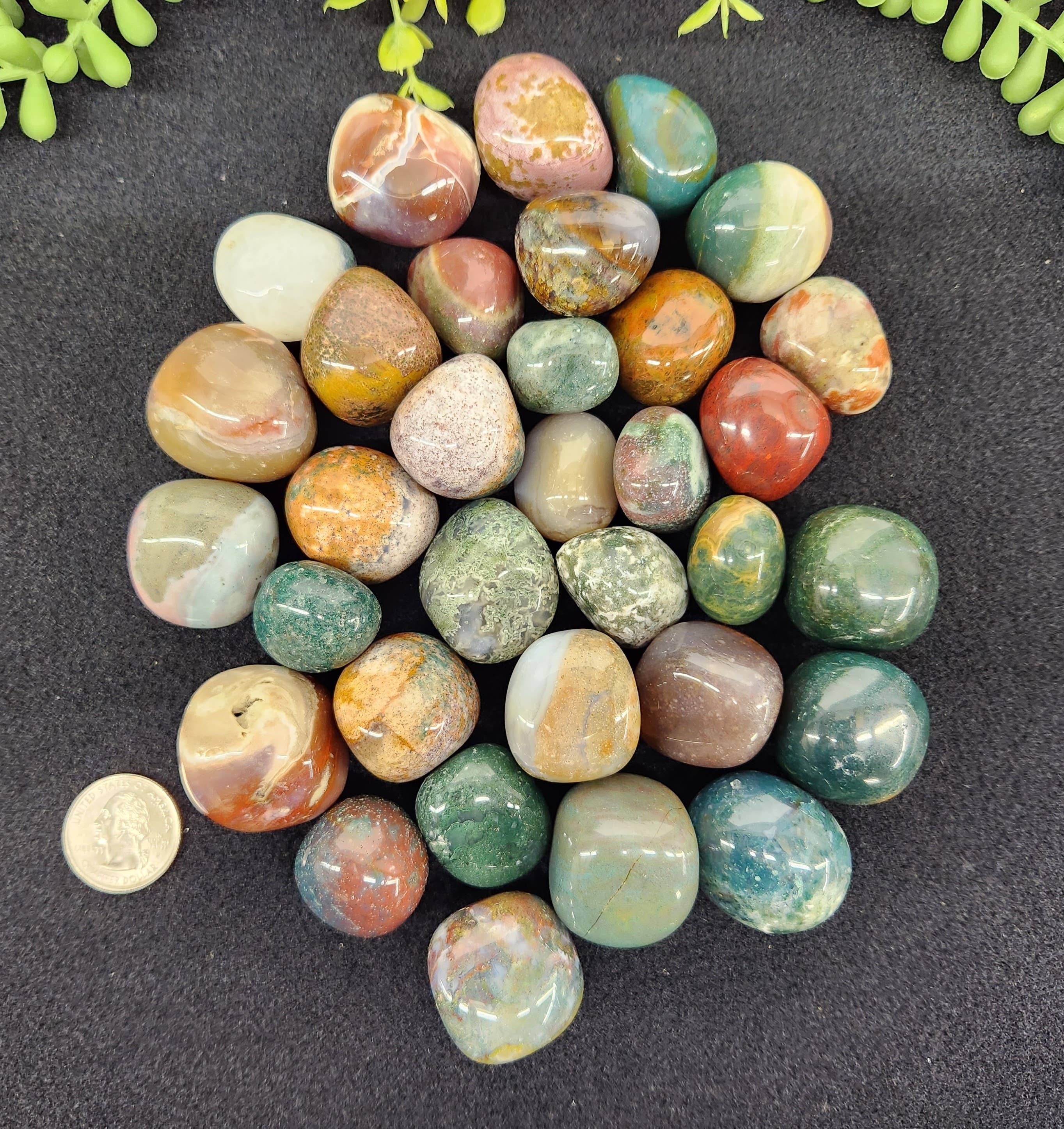 Meraki Gemstones - Wholesale Spirituele steen/kristal - Ocean Jasper (1 kg/2,2 lbs.) Trommelde stenen ca. 30-35 mm3