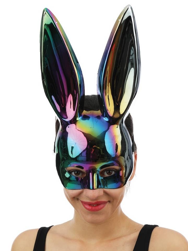 Half-Masker Iriserend Konijn - Zwart voor wholesale door P'tit Clown