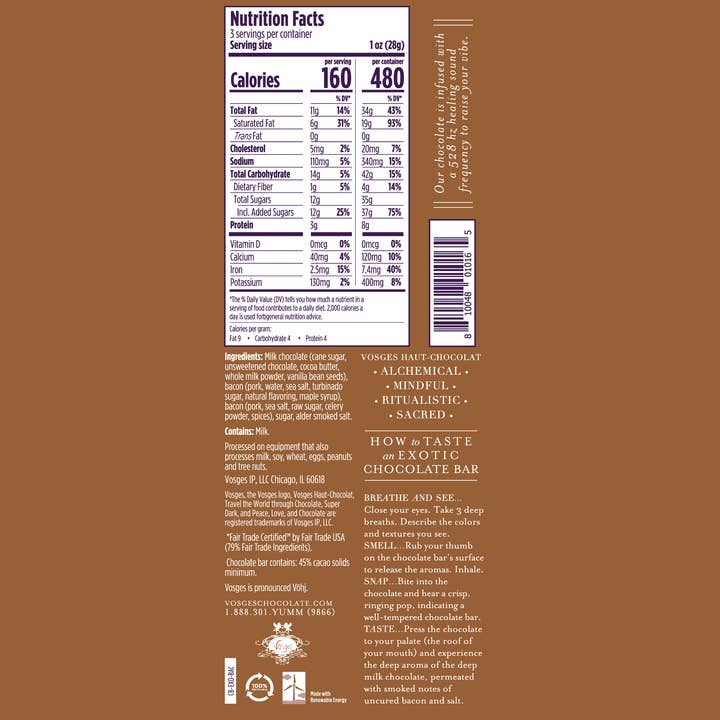 Vosges Haut-Chocolat - Wholesale Chocolate Bar - Mo's Milk Chocolate Bar w/ Smoked Bacon & Salt - Gourmet2