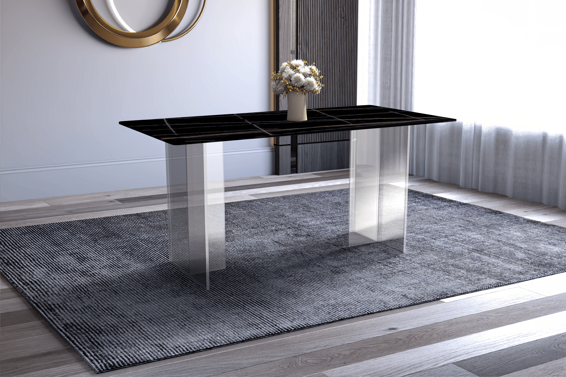 LeisureMod - Wholesale Side Table - Kova Rectangular Dining Table with Stone or Glass Top10