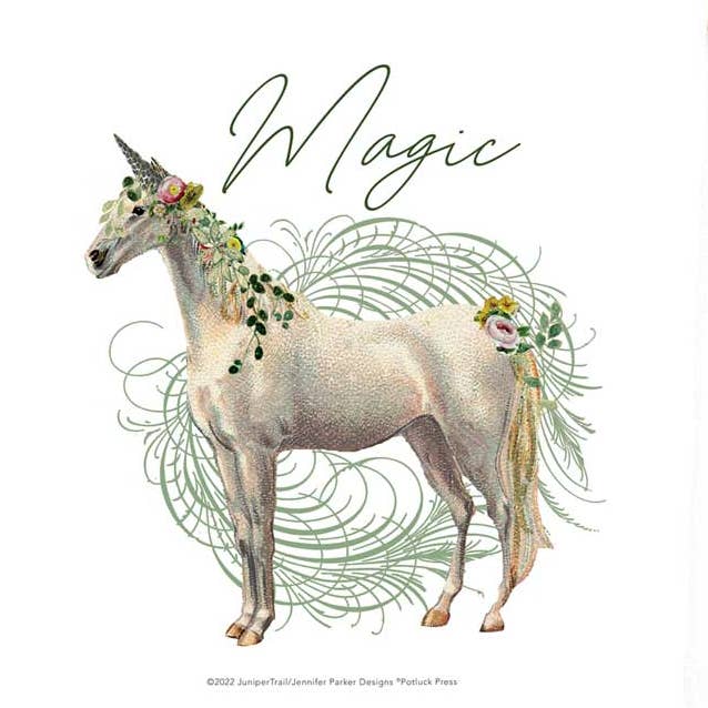 Potluck Press – Toalha de chá por atacado – Toalha Magic Floral Unicórnio0