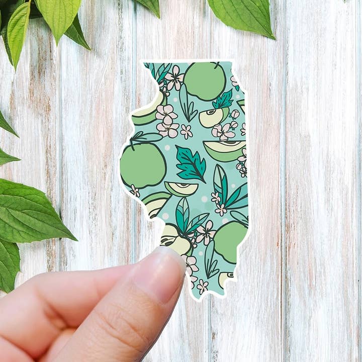Illinois Apple Vinyl Sticker for wholesale by Sweet Humors