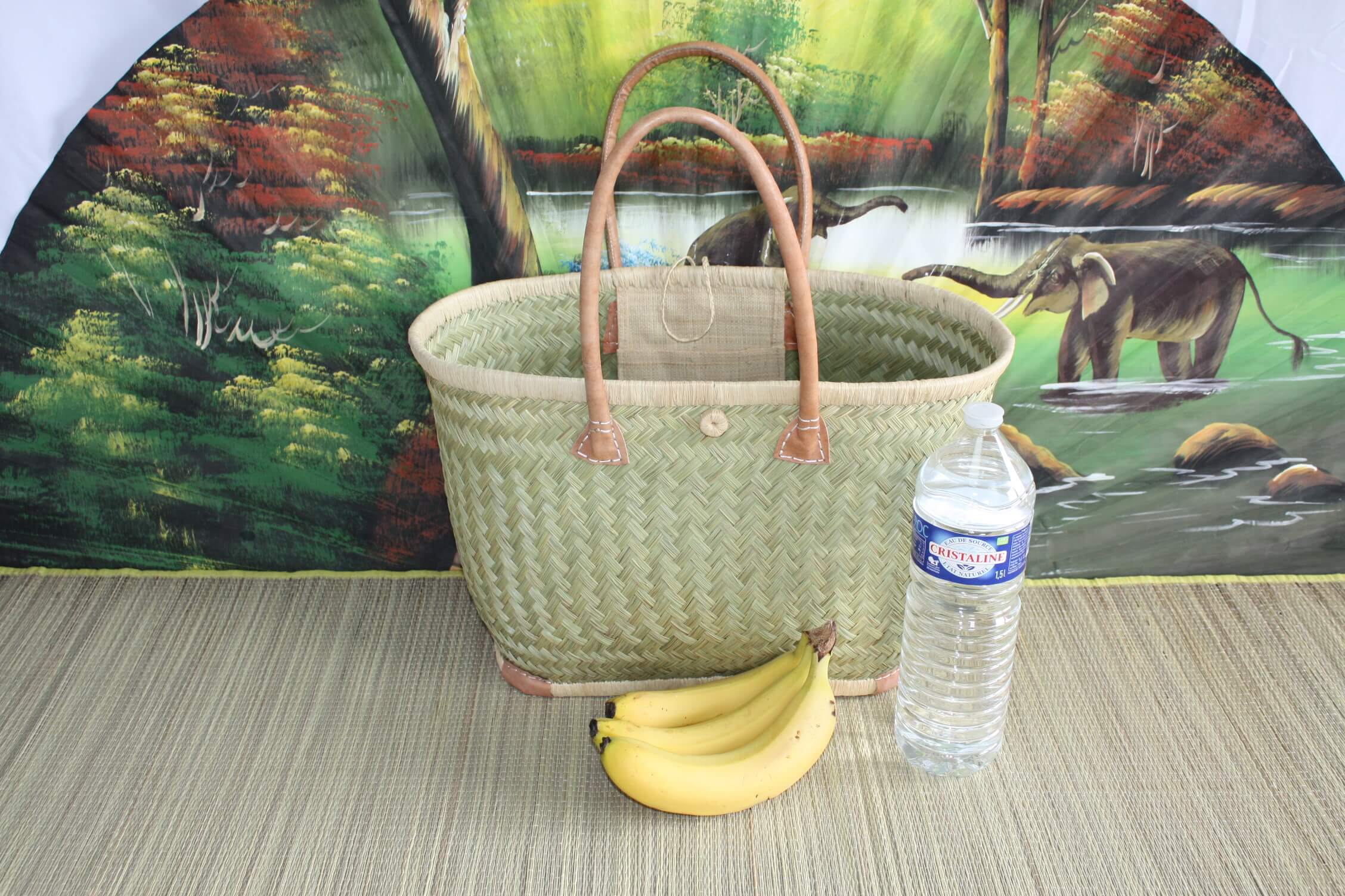 Boutique Huléti - Wholesale Beach Bag - NICE Straw tote bag basket - 3 SIZES - Long handles - ideal shopping, markets, work, beach... raffia rush palm tree1