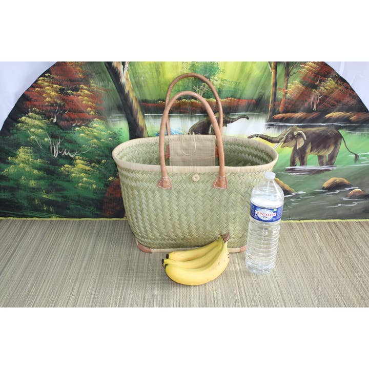 Boutique Huléti - Wholesale Beach Bag - NICE Straw tote bag basket - 3 SIZES - Long handles - ideal shopping, markets, work, beach... raffia rush palm tree1